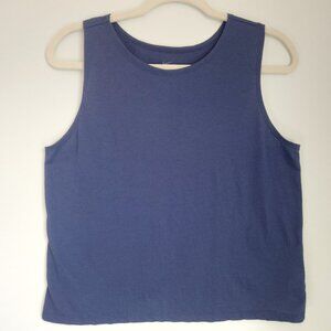 Nike Size M Navy Blue Dotted Twist Back Sleeveless Yoga Top Dri-Fit Training
